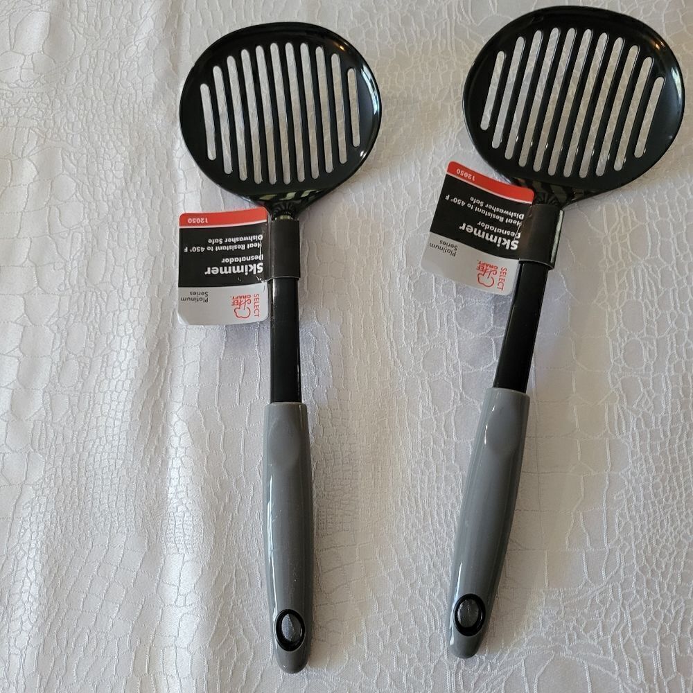 2 Chef Craft Basic Nylon Sturdy Skimmers, 12.5 inch, Black